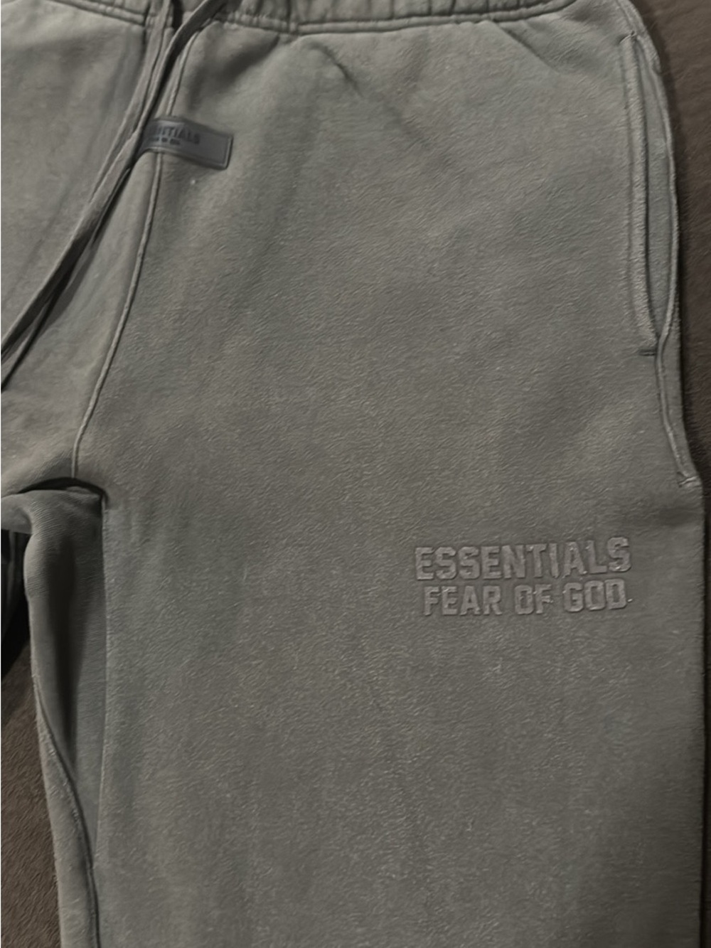 Essentials Fear of God Men's Charcoal Grey Embossed Sweatpants